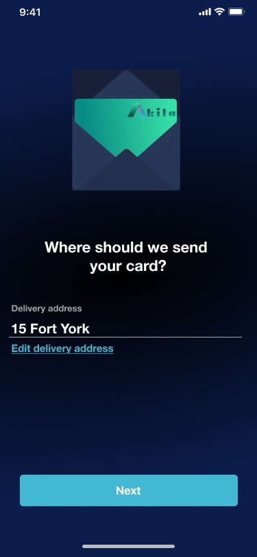 Akila onboarding — card delivery address