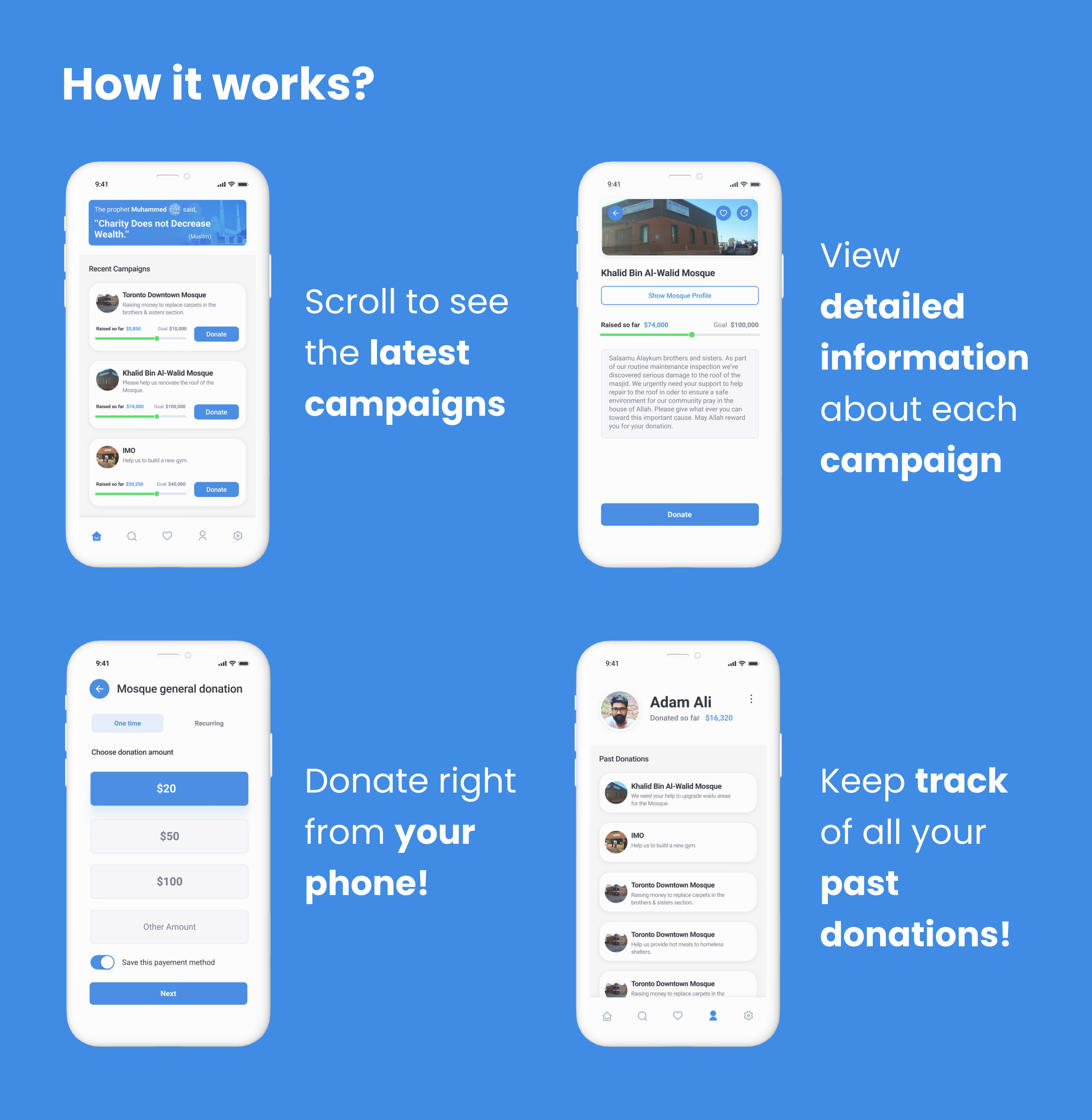 Giveplug UI — campaign and donation screens