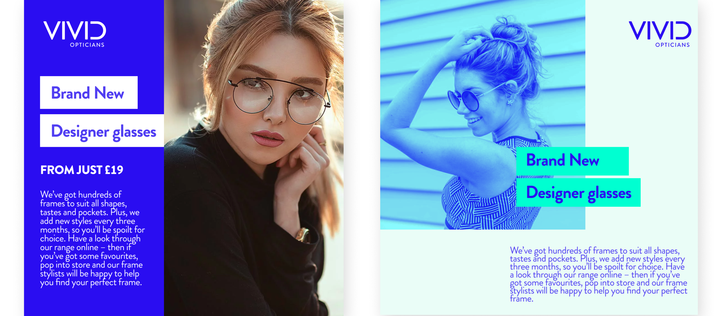 Vivid Opticians social media campaign assets