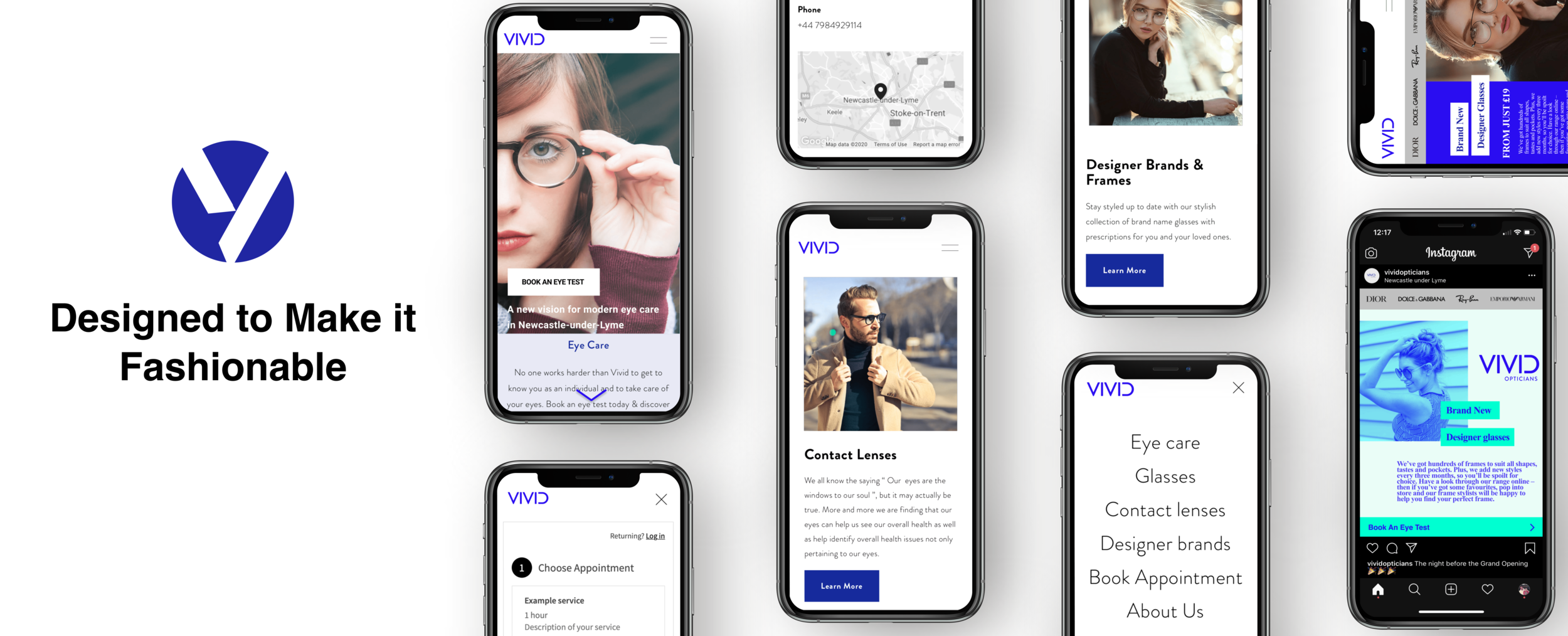 Vivid Opticians homepage UI