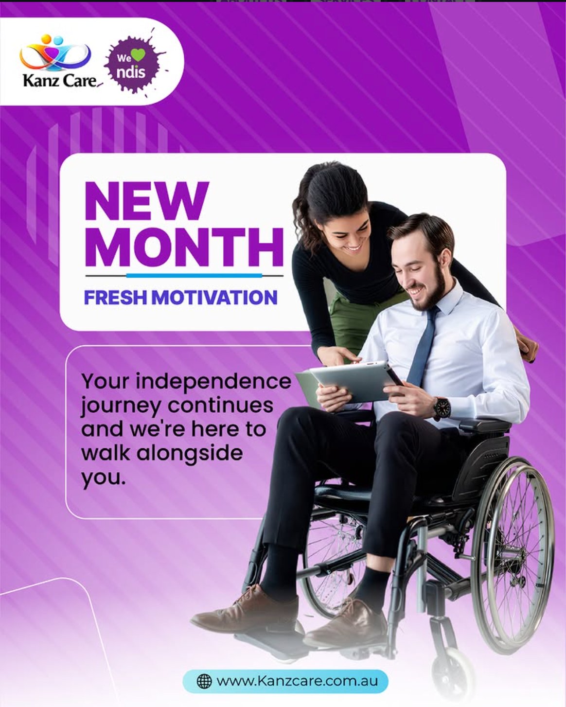 Kanz Care Instagram post: New Month, Fresh Motivation — your independence journey continues