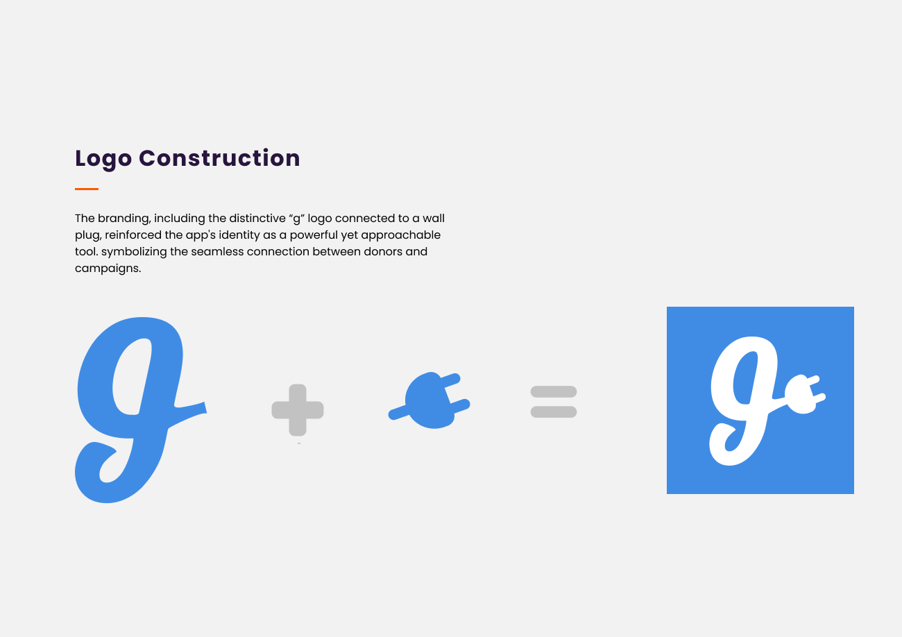Giveplug logo construction — lowercase g with wall plug