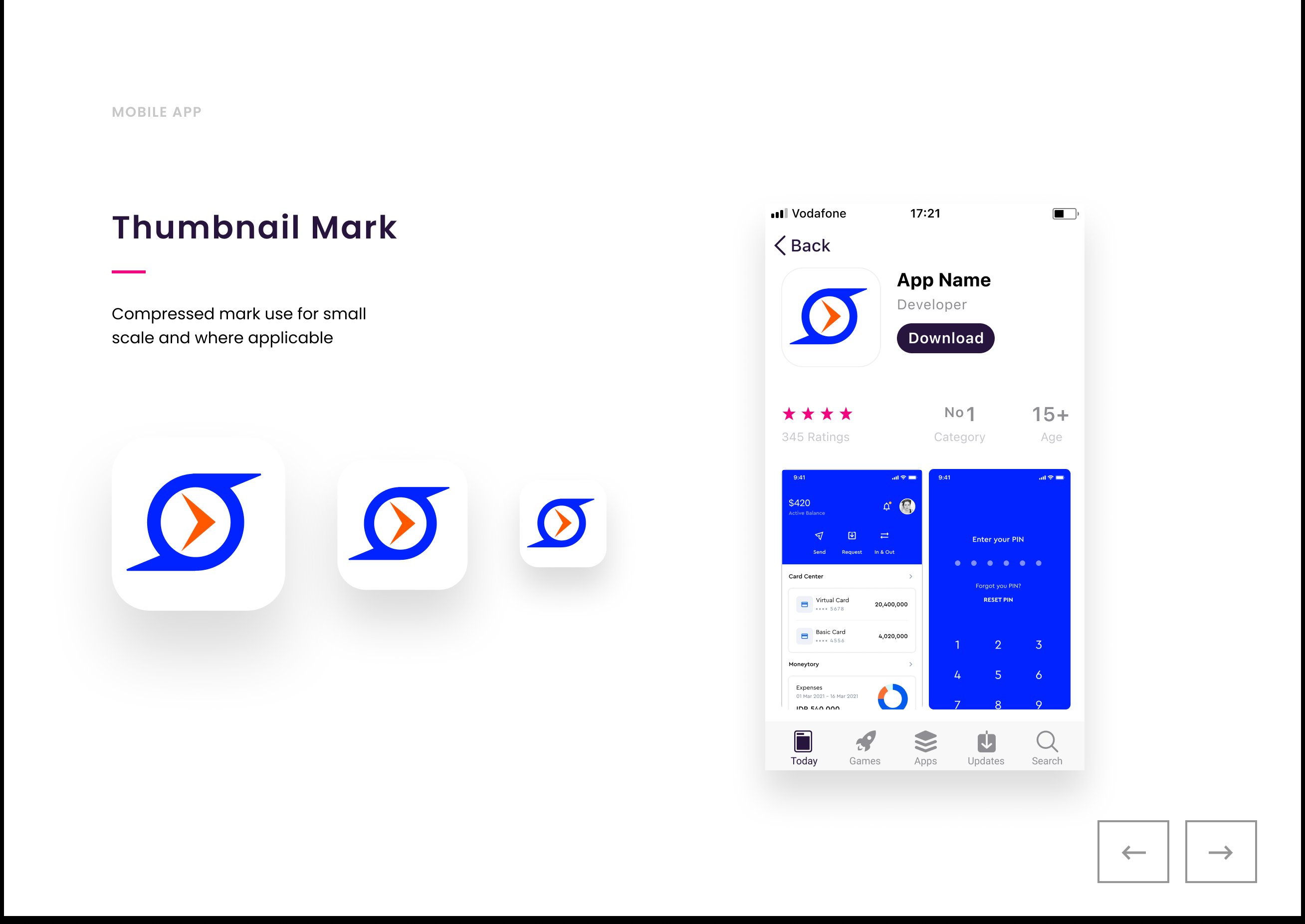 NationRemit thumbnail mark — three sizes for App Store and small-scale use